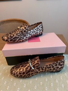 kate spade Metallic Leopard Print Loafers in Brown and Gold